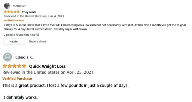 Keto Advanced 1500 positive reviews